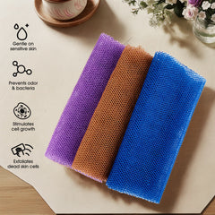 Exfoliating Net Sponge & Nylon Bath Towel Setfor Keeping Skin Healthy - Bathroom AccessoriesPersonal
