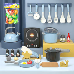 Kids Play Kitchen Toys Set Toddlers PretendCooking Playset Acccessories with Play Food Set