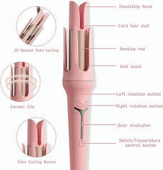Automatic Curling Iron, Auto Hair Curle with 3 Temperature, Anti-Tangle Rotating Curling Wand for All Hair Styling, Fast Heating and Auto-Off for Hair Waver