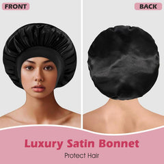 Double Silk Satin Hair Bonnet for Women - NightSleep Cap with Scarf Wrap and Tie Band .