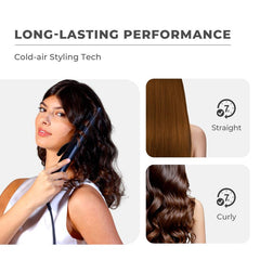Straightener and Curling lron 2in 1 Cold Air Negative lonic Anti-scald CurlingWand Long Short Curler