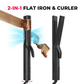 Straightener and Curling lron 2in 1 Cold Air Negative lonic Anti-scald CurlingWand Long Short Curler