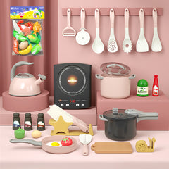 Kids Play Kitchen Toys Set Toddlers PretendCooking Playset Acccessories with Play Food Set