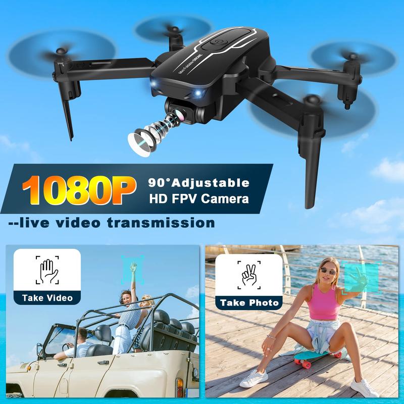 Mini Drone with Camera for Adults Kids- 1080PHD FPV Camera Drones with 90¡ã AdjustableLens